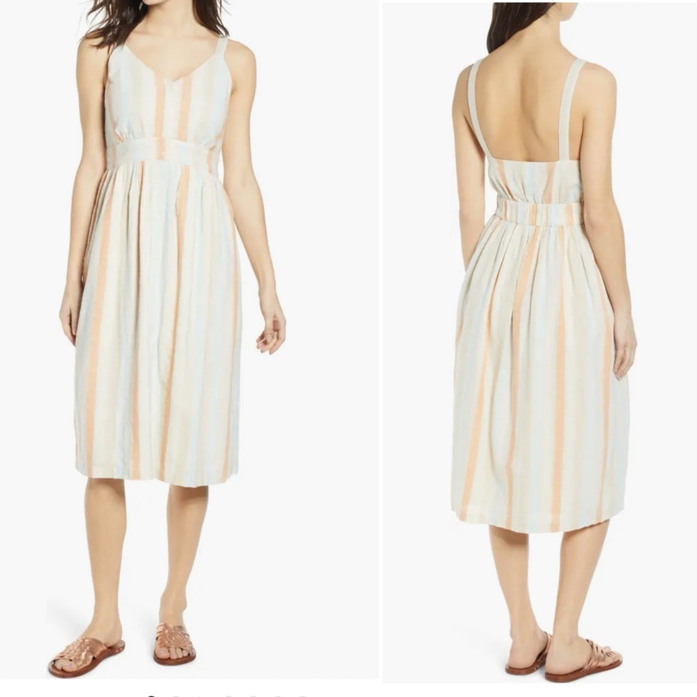 BP Button Front Stripe Dress size medium pastel cotton